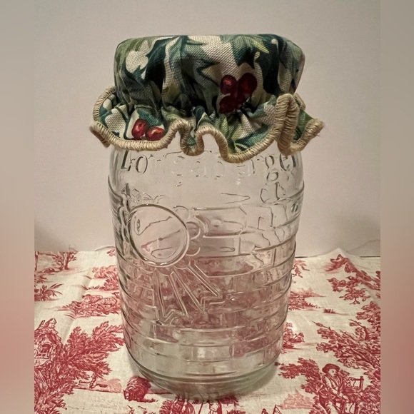 NWOT LONGABERGER GLASS MASON JAR w/ CHRISTMAS LID COVER. - Picture 2 of 10